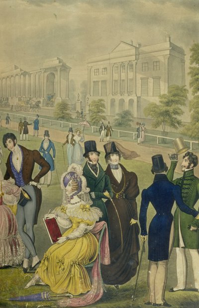 View of the Green Park, London, Showing the Fashions of the Time (detail) by English School